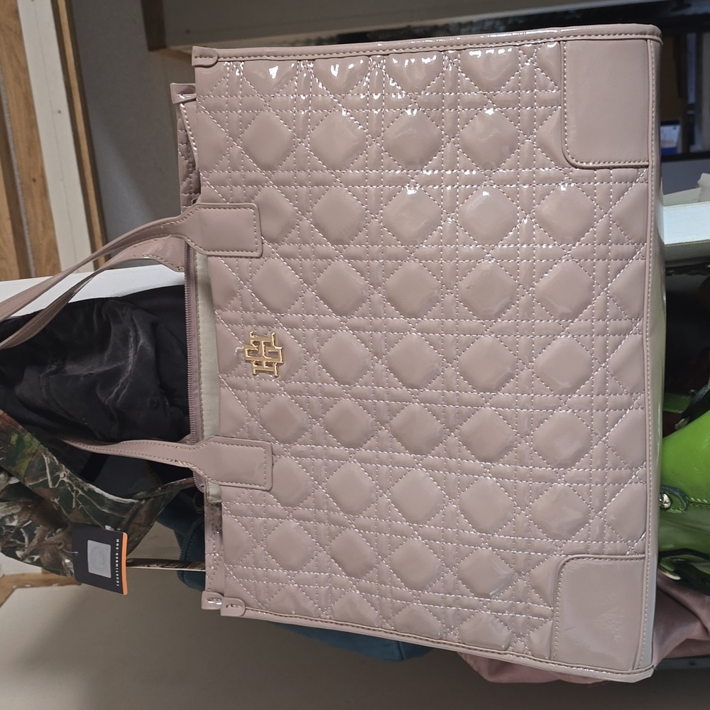 vegan leather tote is so spacious.